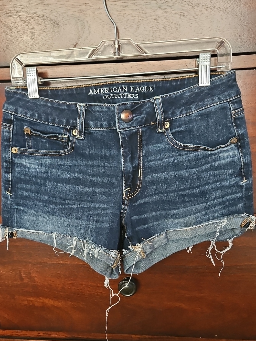 American Eagle Outfitters Navy Blue Distressed Denim Shorts